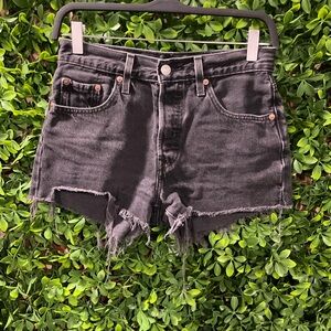 Levi's  501. Black Jean Shorts Distressed High-Waisted SIZE 27